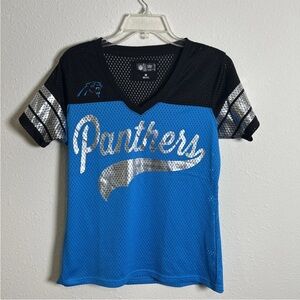 Carolina Panthers Ladies NFL Multi Color Foil Jersey Mesh Size Medium Football